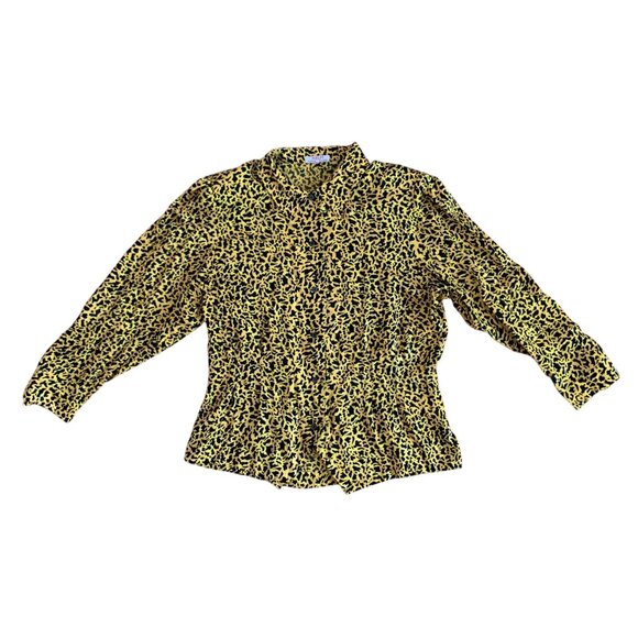 Vintage Silk Animal Cheetah Leopard Print Silk Blouse Long Sleeve Witchy Fairy - Picture 8 of 17